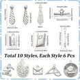 thumbnail image 2 of 1 box 60pcs 10styles Tibetan style Alloy Pendants Senior Year Necktie Mixed Shapes 13~29.5x4.5~22x4.5~6.5mm Hole: 2mm 6pcs/style, 2 of 6