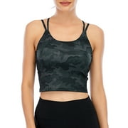 LELINTA Women Crop Tops Sports Bras Mesh Longline Fitness Camisole Yoga Workout Running Gym Pad Shirt with Removable Cups