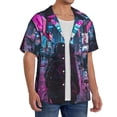 thumbnail image 2 of Xecao Neon Night Cityscape Men's Casual Short-sleeved Shirt, a button-up collared shirt with a pocket-3X-Large, 2 of 5