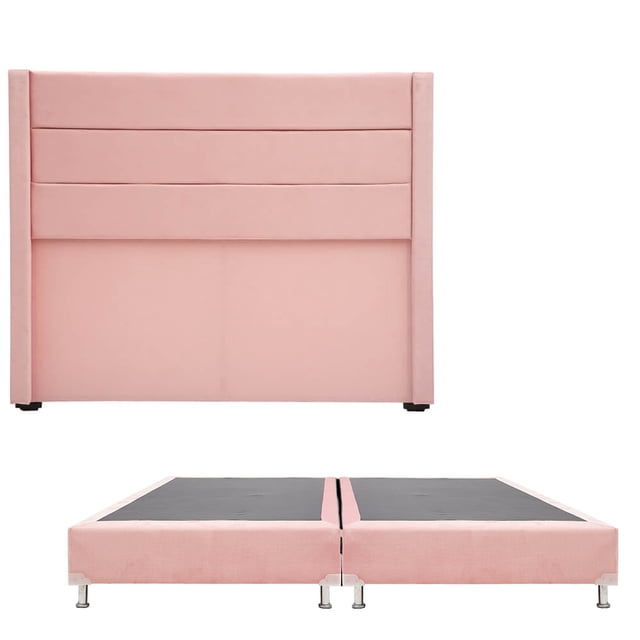 Box Base Cama King Size + Cabecera Lugo Rosa Dicasa Pink