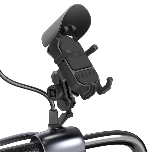 Amdohai Motorcycle Phone Mount Holder Waterproof Motorcycle Cell Phone Holder Anti-theft 360° Rotation Motorbike Rearview Mirror Mount for 3.5-6.5inch Phone