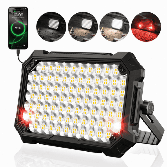 Rechargeable Led Work Light 10000LM 13000mAh, Portable Magnetic Work Light with Hook, 4 Modes Waterproof for Garage, Car Repair, Mechanics,Camping lights,Emergency Lanterns for Power Outages