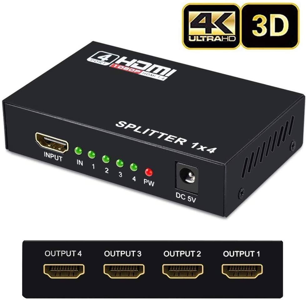 Ultra HD UHD 4K 1x8 HDMI Splitter Amplifier Repeater 3D 1080p HDTV 1 in 8 out 