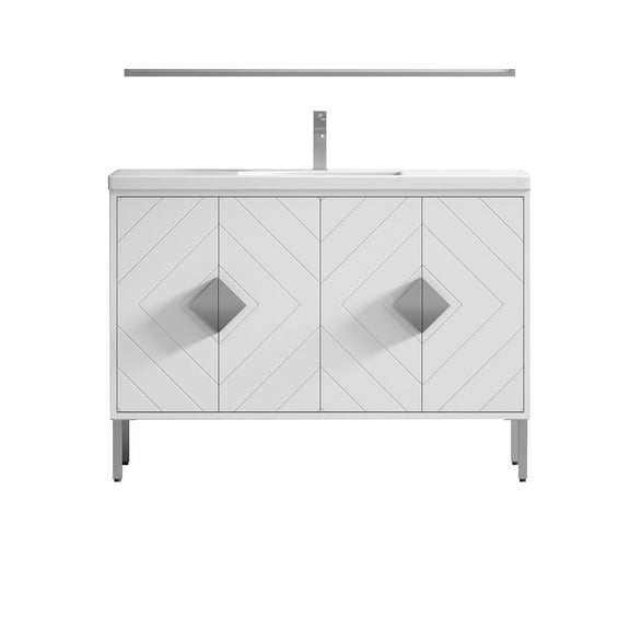 48" Tennant Brand Modern Style White Mathilde Bathroom Sink Vanity