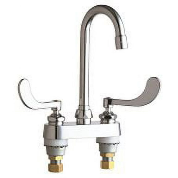 Chicago Bathroom Faucet 2 Wrist Blade Handles, Compression Cartridge Lead Free Chrome