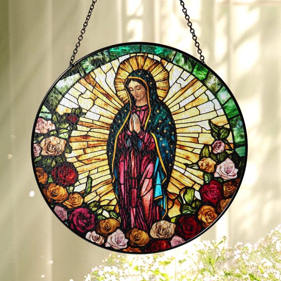 Lady of Guadalupe Stained Glass Suncatcher, Religious Virgin Mary Window Hanging, Religious Virgin Mary, Mother of God, Catholic Suncatcher