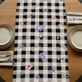 thumbnail image 5 of Table Runners 70 Inches Long Dress Scarves, Bunny Easter Farmhouse Coffee/Dining/Kitchen Table Decor, Holiday Table Runner, Black Plaid Spring Floral Pastoral Retro Art 13x70 Inch, 5 of 9