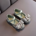 thumbnail image 5 of Bxsruta Girls' Rhinestone and Pearl Bow Mary Jane Flats with Elastic Strap, Sequins Dress Shoes for Party and Wedding, 5 of 6