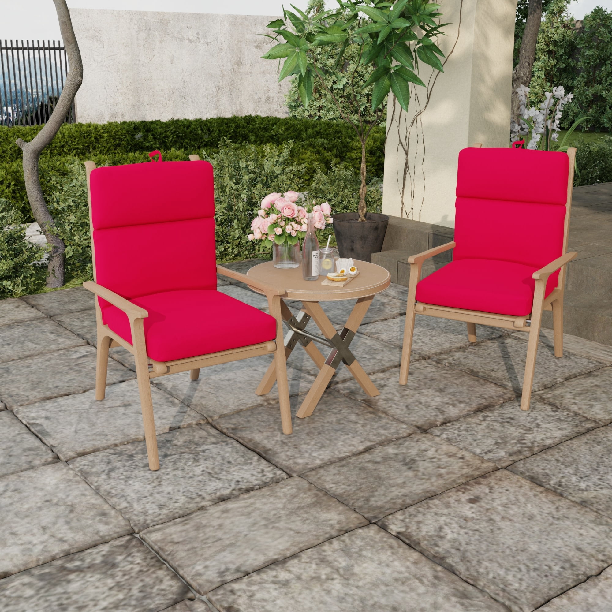 Jordan Manufacturing 44" x 22" Really Red Solid Rectangular Outdoor Chair Cushion with Ties and Hanger Loop