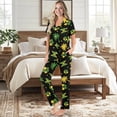 thumbnail image 2 of Yuyamidu Jamaica Flag Women Pajama Button Down Notch Collar Soft Pj with Long Pant Lounge Set Two Piece for Sleep or Lounge, 2 of 7