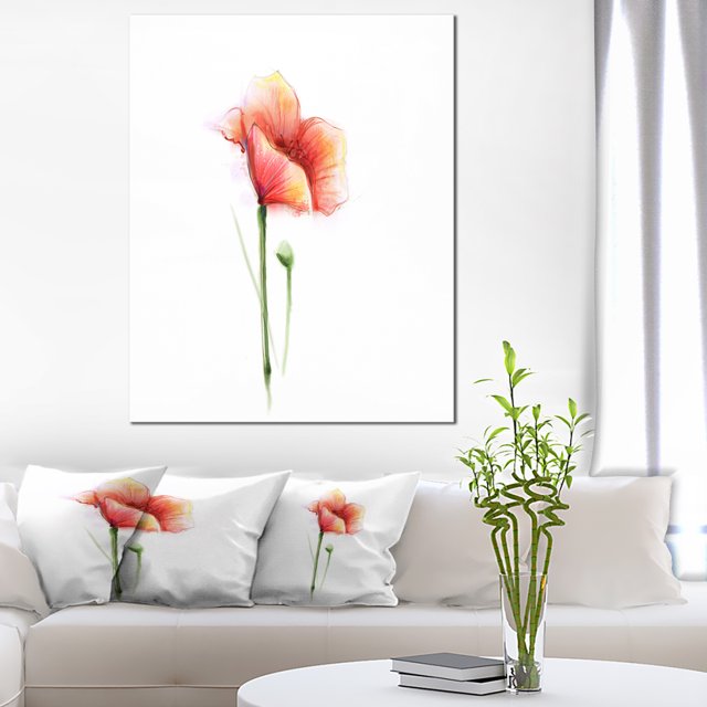 Red Poppy Flower with Large Petals - Large Flower Canvas Wall Art