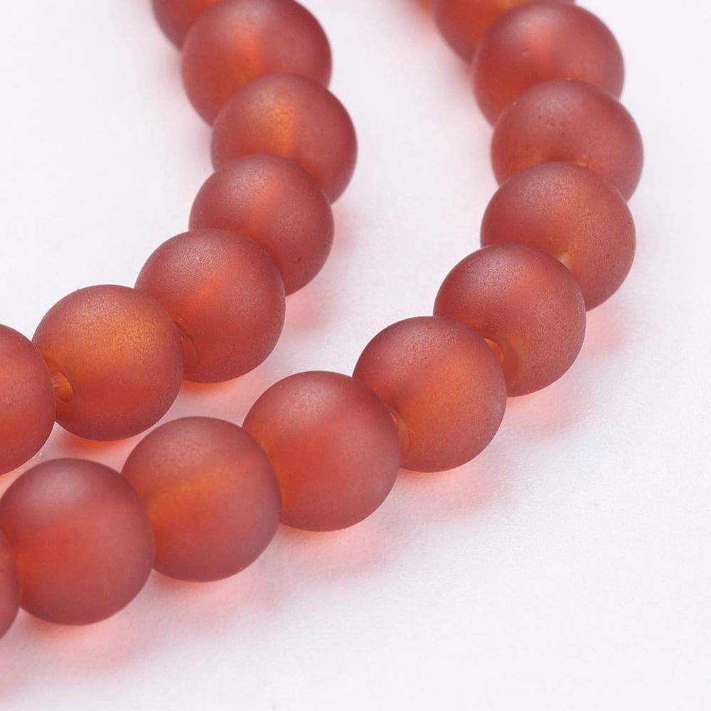 20Strand Transparent Glass Bead Strands Frosted Round Tomato 6mm Hole: 1.3~1.6mm about 140pcs/strand 31.4 inch