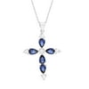 Simulated Gemstone and Cubic Zirconia Cross Necklace in Rhodium Plated Sterling Silver