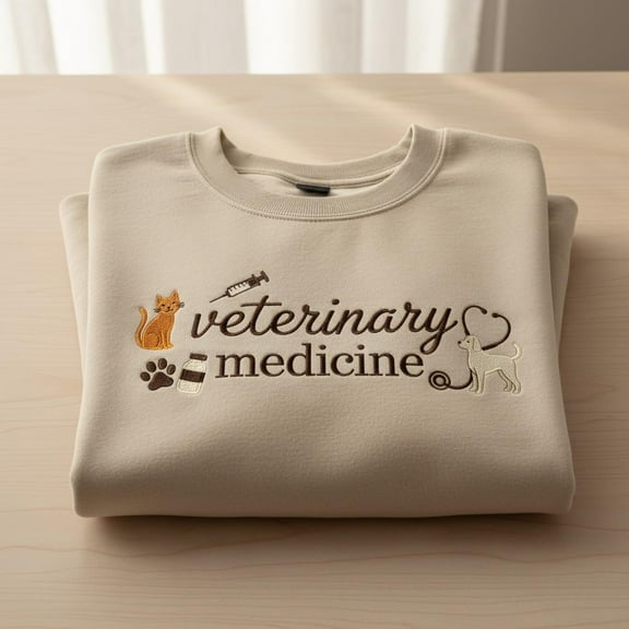 Embroidered Veterinary Medicine Sweatshirt, Animal Medical Crewneck, Veterinarian Shirt, Veterinary Nurse Hoodie, Gift For Nurse
