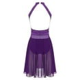 thumbnail image 5 of Kaerm Women Lyrical Dance Dress Sleeveless Flowy Ballet Leotard Dress Modern Contemporary Dancewear Purple L, 5 of 7