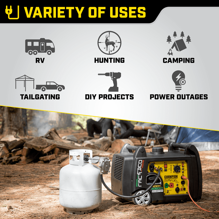 Champion 3400 Watt Dual Fuel RV Ready Portable Inverter Generator with Electric Start