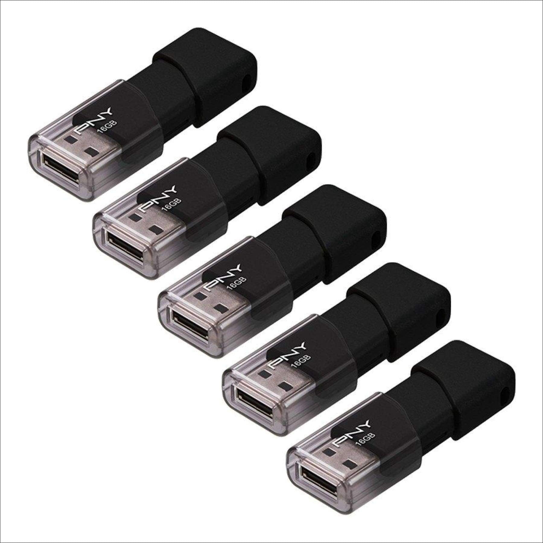 PNY 16GB Attaché 3 USB 2.0 Flash Drive 5-Pack