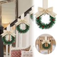 thumbnail image 2 of Mini Christmas Wreath 5 Inch Cabinet Door Hanging with Ribbon Bow Berries, Small Artificial Wreath for Kitchen Window Front Door, Farmhouse Wall Xmas Party Decor Ornament 6PC, 2 of 5