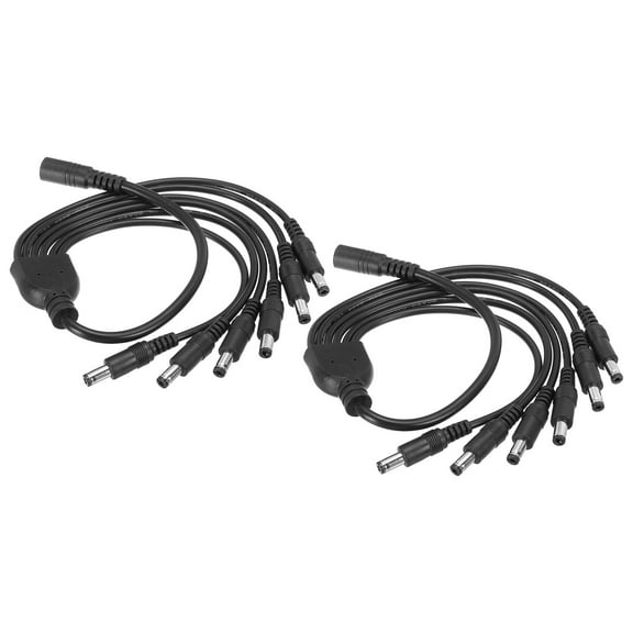 Uxcell 1 Female to 6 Male DC Power Splitter Cable, 2 Pack 5.5mmx2.1mm Splitter Cord