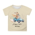 thumbnail image 7 of Boys' Girls' Easter Personalized Cartoon Rabbit Print Short Sleeve T Shirt Top Beige 2Y-3Y, 7 of 7