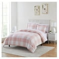 thumbnail image 2 of 7 Piece Comforter Set Bag Solid Color All Season Soft Down Alternative Blanket & Luxurious Microfiber Bed Sheets, King, Checkered Box Blush, 2 of 5