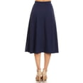 thumbnail image 5 of Moa Collection Women's Casual High Waist A-Line Midi Skirt with Elastic Waistband, 5 of 6