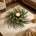 thumbnail image 6 of Dongrere Cypress Red Berry Candle Ring Wreath Artificial Table Centerpiece Ring for Candle Farmhouse Winter Holiday Dining Table Decor, E, 6 of 6