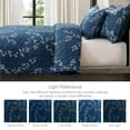 thumbnail image 3 of Exclusivo Mezcla Microfiber King Size Quilt Set, 3 Pieces Lightweight Bedspreads/ Coverlet/ Bedding Set with 2 Pillow Shams, Gradient Floral Pattern, (96"x 104", Navy), 3 of 6