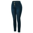 Efsteb High Waist Stretch Jeans for Curvy Women, Skinny Slim Fitness Pants, Dark Blue, XL