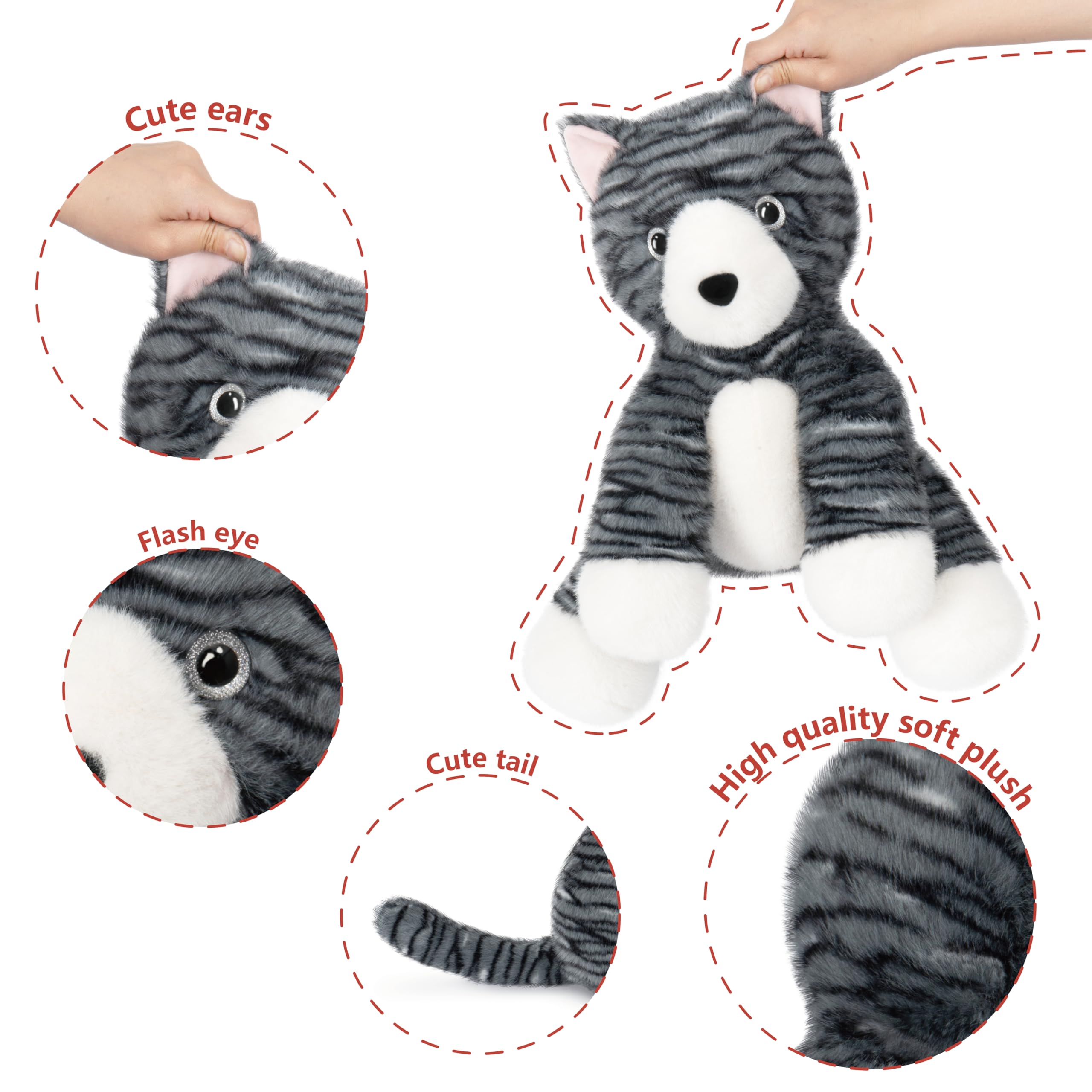 Niuniu Daddy 13.8" Sitting Cat Weighted Stuffed Animals,4 lb Giant Weighted Cat Plush Toy Body Pillow with Soft Faux Fur, Birthday Gift for Baby, Kids & Adults