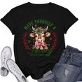 thumbnail image 1 of JAKANYQ T-Shirts pour Femmes, T-Shirt d'Été Décontracté à Manches Courtes Imprimé Lettre Col Rond Confortable, 1 of 3