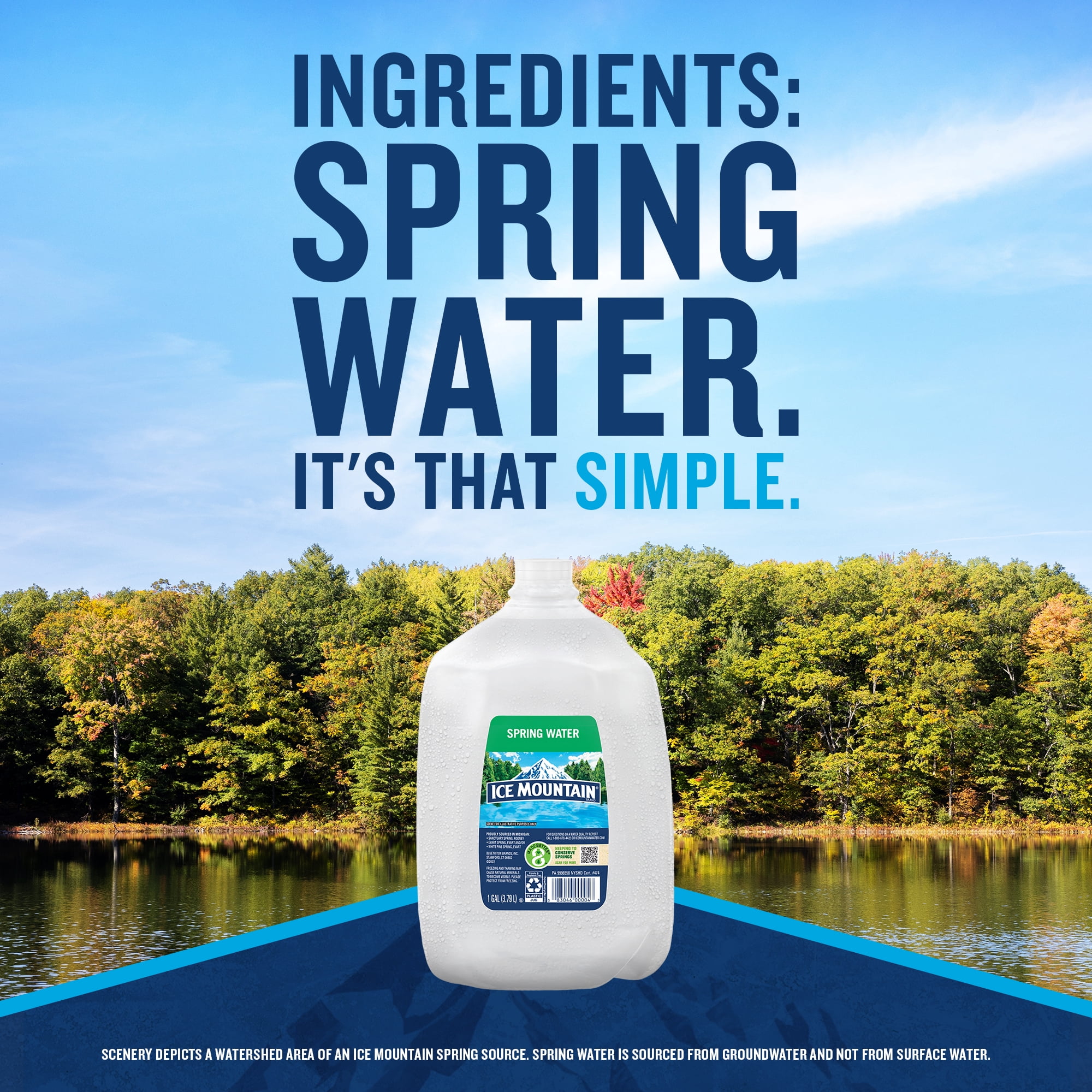 (6 pack) Ice Mountain Spring Water, 1 gal, Single Plastic Jug