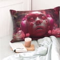 thumbnail image 4 of Fotbe Surreal Pink Headphones Funda de Almohada Decorativa Estilo Occidental, Lujo en Algodón, Fundas para Almohadas King, Cojín Estampado para Decoración del Hogar-14"x20", 4 of 6