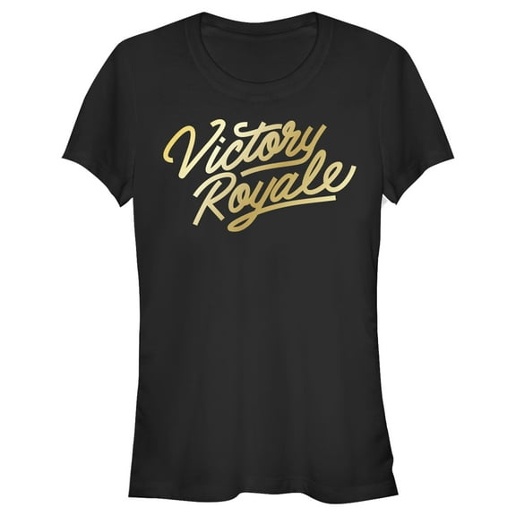 Junior's Fortnite Victory Royale Gold Script  Graphic Tee Black Small