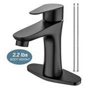 Bathroom Faucet, Bathroom Sink Faucet With 3 Hole Deck Mount, RV Stainless Steel Bathroom Faucet W/ Water Lines, Single Handle Vanity Basin Faucet for Laundry, Suitable for 1 or 3 Holes (Matte Black)