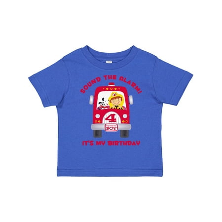 

Inktastic Fire Truck 4th Birthday Boy Gift Toddler Boy Girl T-Shirt