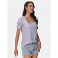thumbnail image 4 of Tops for Women Summer Casual Ruffle Trim Sleeve Square Neck T Shirts, 4 of 6