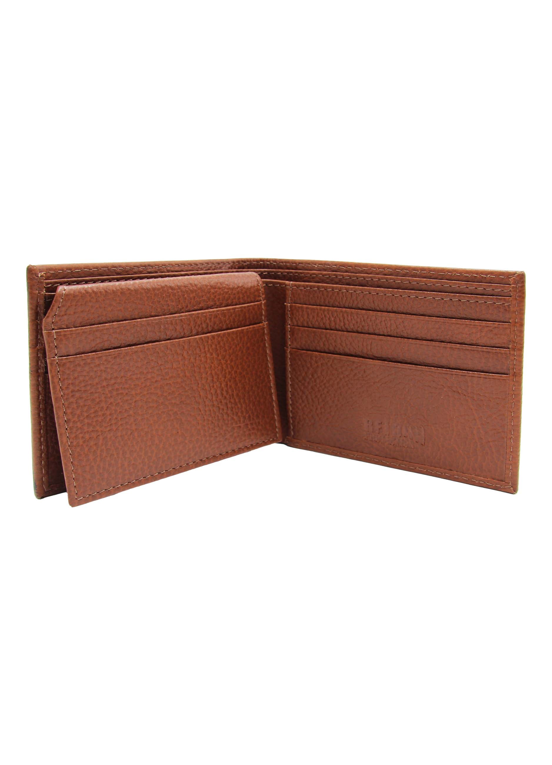Geroge Milled Leather Passcase Wallet with Burnsihed Edge - Brown