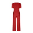 thumbnail image 5 of Summer Jumpsuits for Women 2026 Sexy Short Sleeve Casual Dressy Overalls V Neck Belted Wide Leg Rompers Pocket Ladies Beach Vacation Pants Flowy Lightweight Comfy Lounge Clothes, 5 of 6