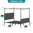 thumbnail image 6 of Dextrus King Upholstered Metal Canopy Bed with Adjustable Platform Frame, Cushioned Headboard & Footboard, Gray, 6 of 8