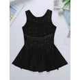 thumbnail image 3 of Fldy Kids Girls Rhinestone Mesh Splice Ballet Leotard Skirt Lyrical Dance Ice Skating Dress Black 16, 3 of 7