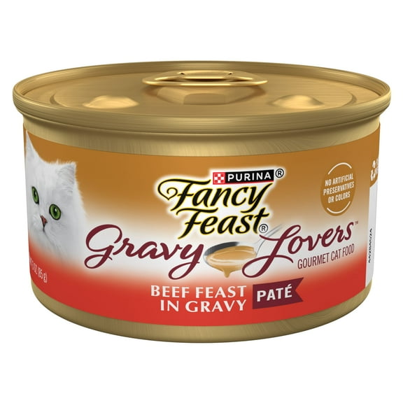 Purina Fancy Feast Gravy Lovers Pate Food, Wet Cat Food, Beef Feast in Gravy, 3 oz Can