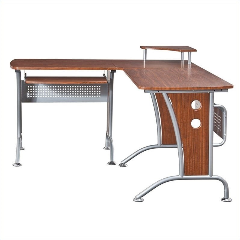 Techni Mobili L Shape Wood And Metal Computer Workstation In