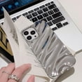thumbnail image 3 of Compatible iPhone 12 Pro Max Case, 3D Cute Luxurious Curl Water Ripple Shape, Soft TPU Shockproof Case for Boys and Girls (Silver), 3 of 13