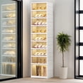 thumbnail image 1 of Foldable Shoe Rack Organizer for Closet, 6-Tier Folding Shoe Box Storage Cabinet with Clear Door, Plastic Collapsible Shoe Shelf with Lids Easy Assembly for Entryway, Front Door, Living Room, 1 of 6