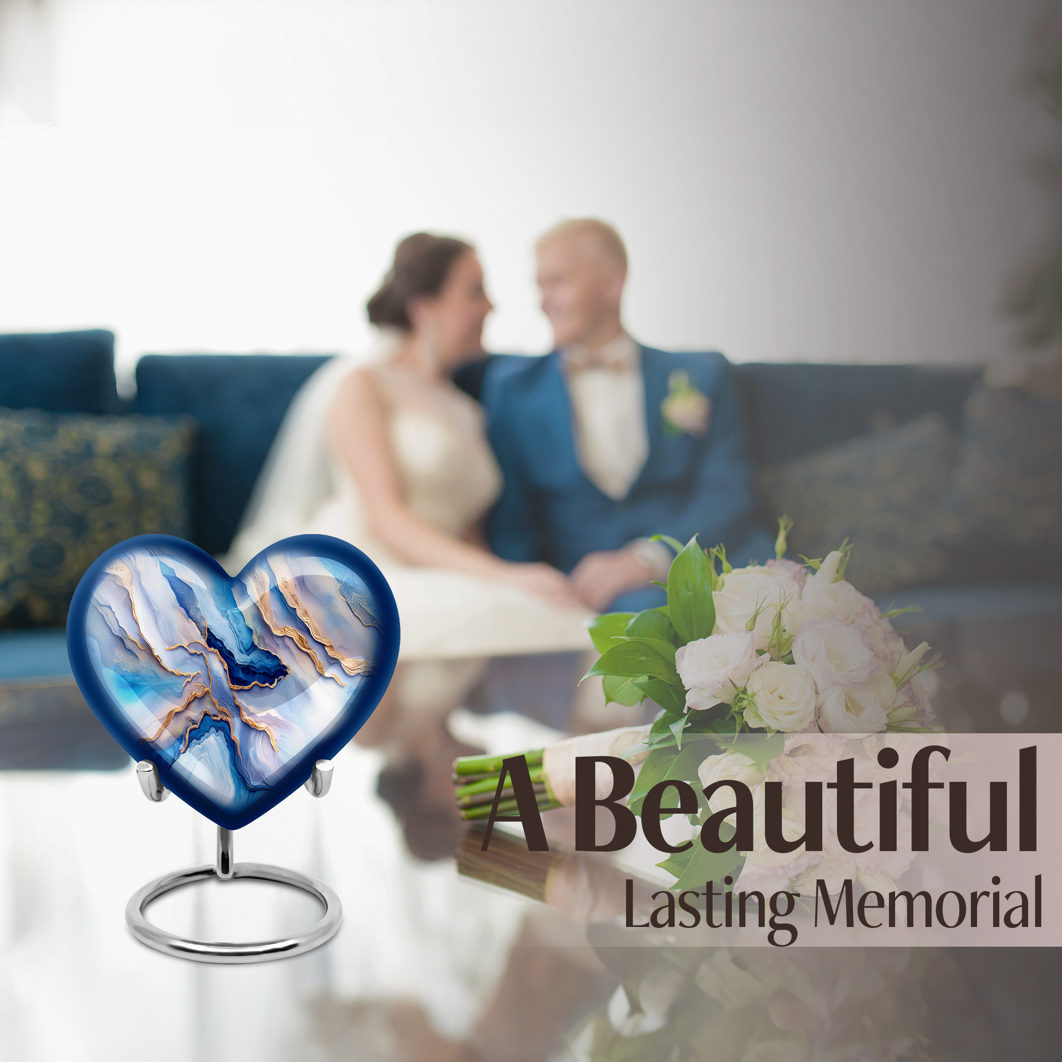 SABURIAL Blue Little Urns for Human Ashes Adult Man & Women - Keepsake Cremation Urn for Ashes Adult Male & Female - Mini Decorative Urns - Memorial Funeral Urn - 3 Inch