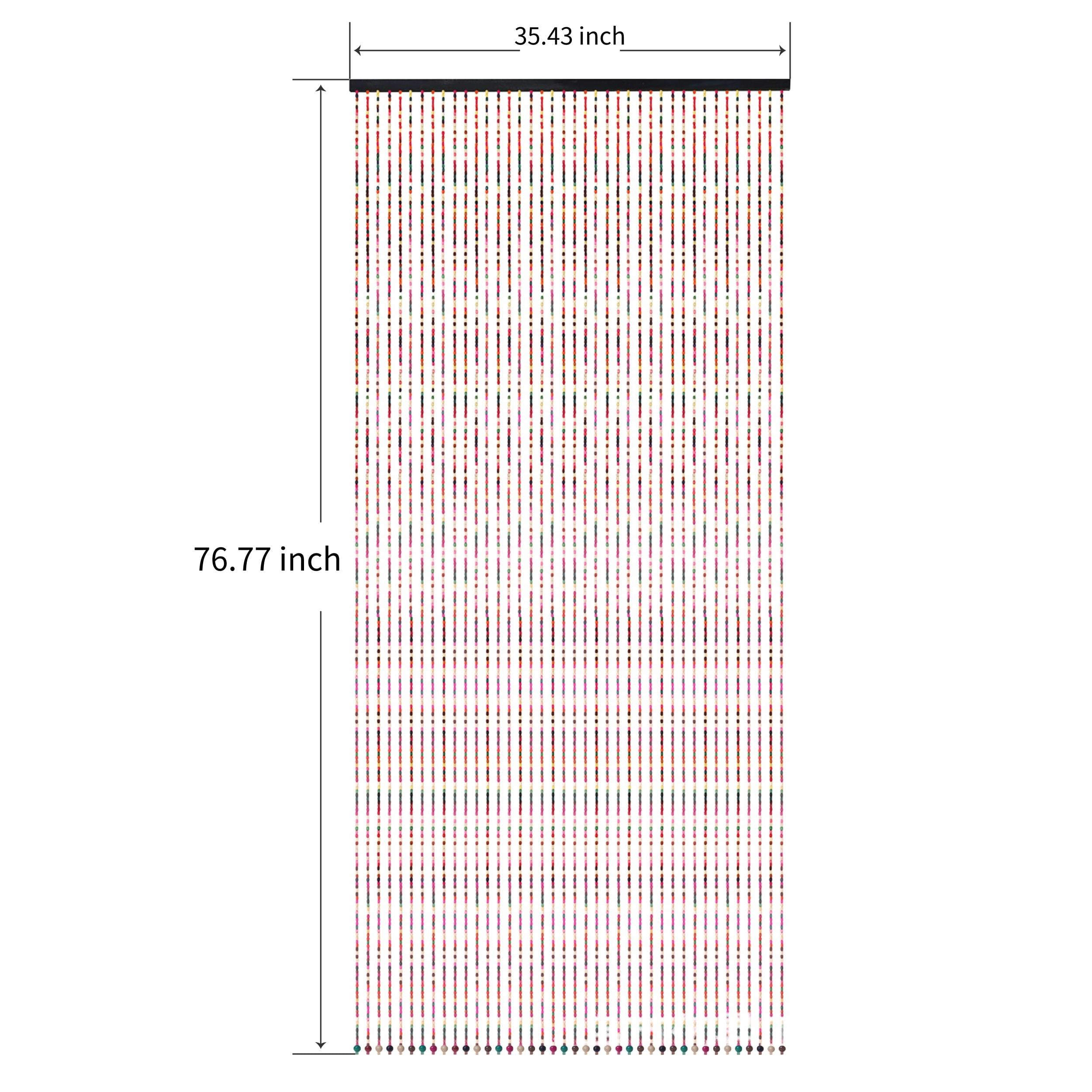 IAJXWI 35" x 77" Rainbow Wooden Bead Door Curtain, Natural Wood Colorful Beaded String Hanging Doorway Divider for Doorway Porch Bedroom, 41 Strands