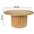 Solid Wood Coffee Table Circle Center Table Modern Farmhouse Living