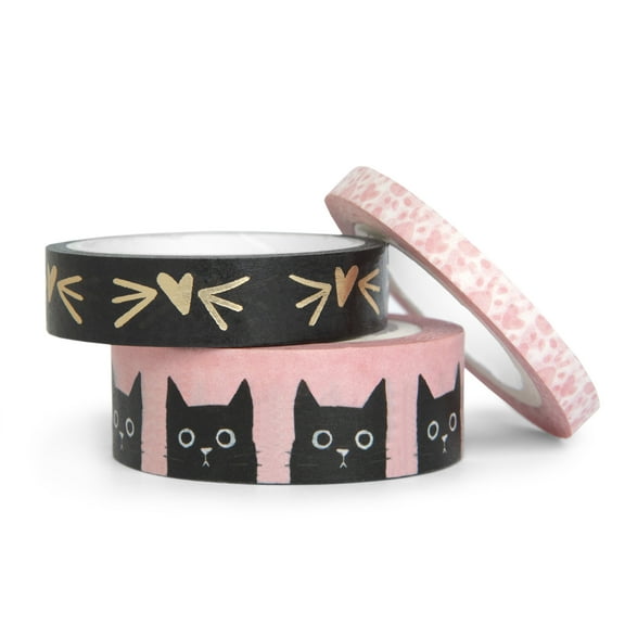 Cat Washi Tapes by Recollections - Decorative Craft Tape for Scrapbooking - Journaling - DIY Projects & Gift Wrapping - 3 Rolls