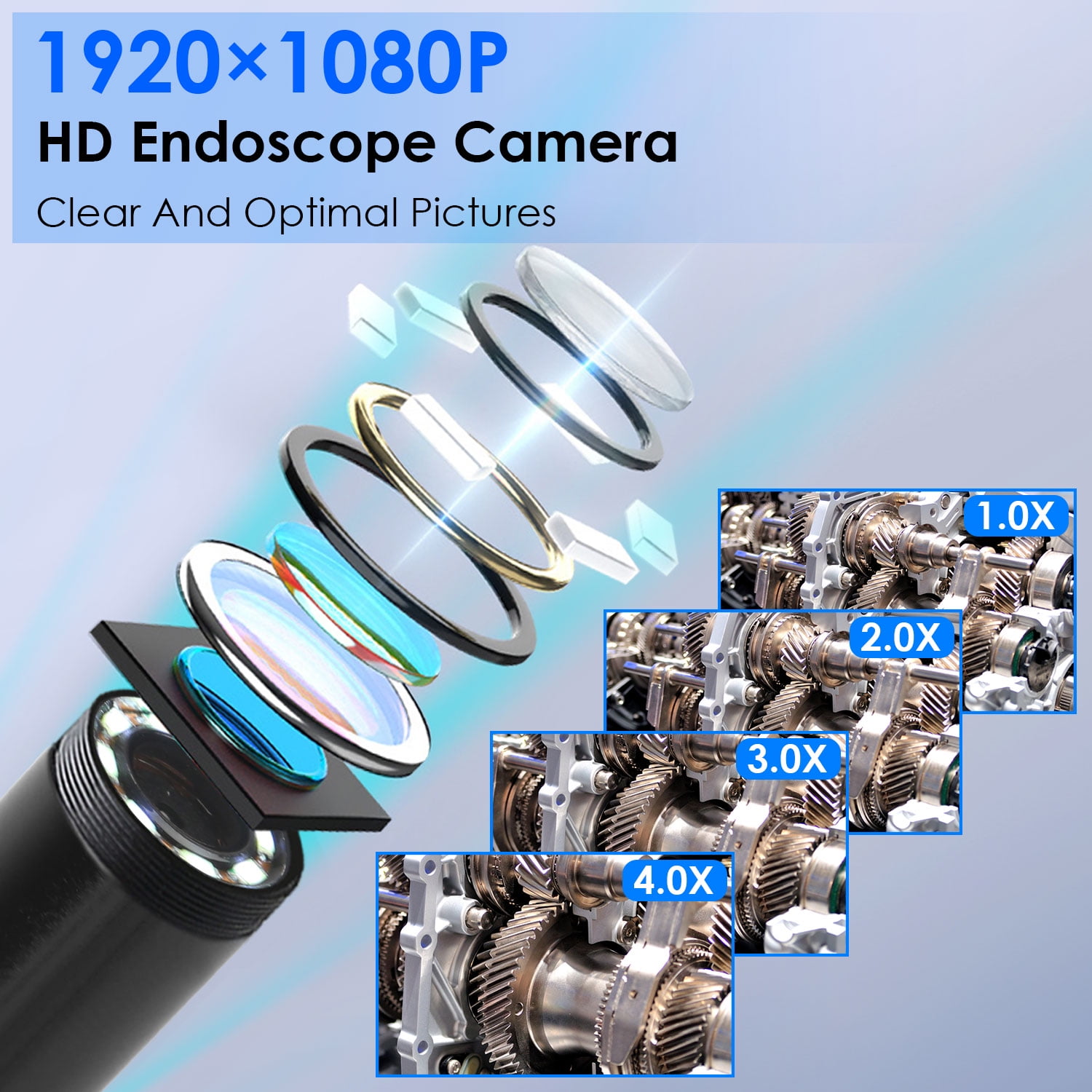 Teqhome Endoscope Inspection Camera with  8 LED Light Type-C 1080P HD Borescope with 4.3" IPS Screen 16.4ft Semi-Rigid Cord IP67 Waterproof Plumbing Snake Camera